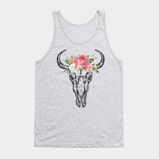 Buffalo Skull With Bouquet Tank Top